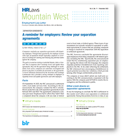 Mountain West Employment Law Letter