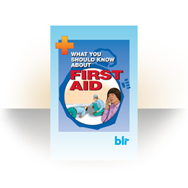 booklet cover shows employee on the floor with two people administering first aid