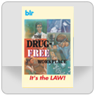 Booklet cover says a drug-free workplace is the law and shows a doctor, office worker and craftsman beside drugs