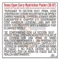 Texas Open Carry Of Handgun (Prohibited in Business) - English & Spanish